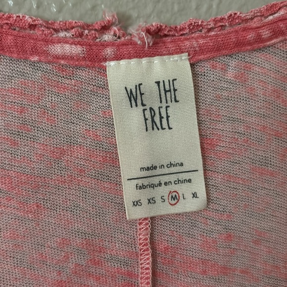 Free People We The Free Saturday Lace Trim Linen Blend Tee Women Coral Medium - Picture 4 of 7